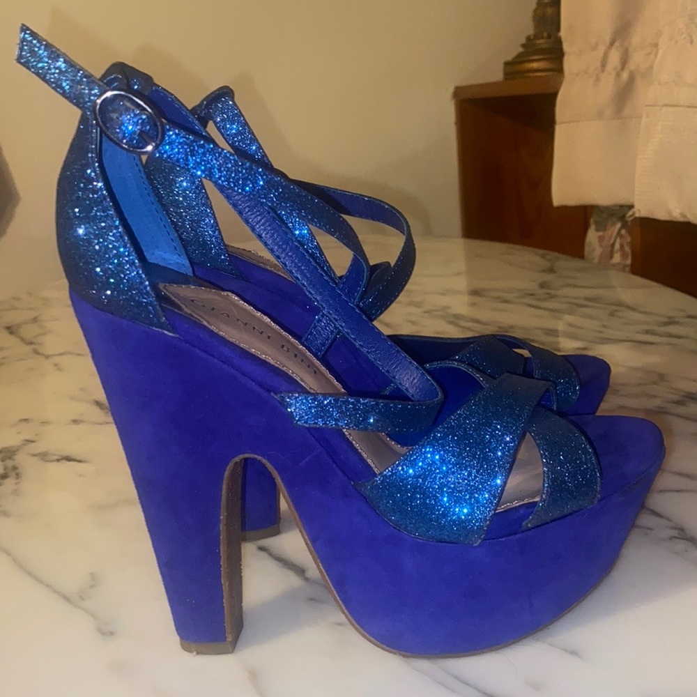 Glitter Velvet Cobalt Gianni Bini Heels